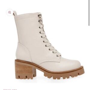 Dolce Vita Women's Cream Lace-Up Boots
